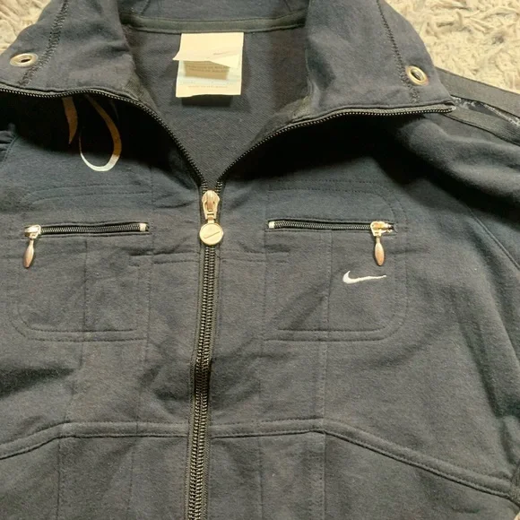 Vintage Y2K Black cropped Nike cropped zip up top sz S - Picture 3 of 14